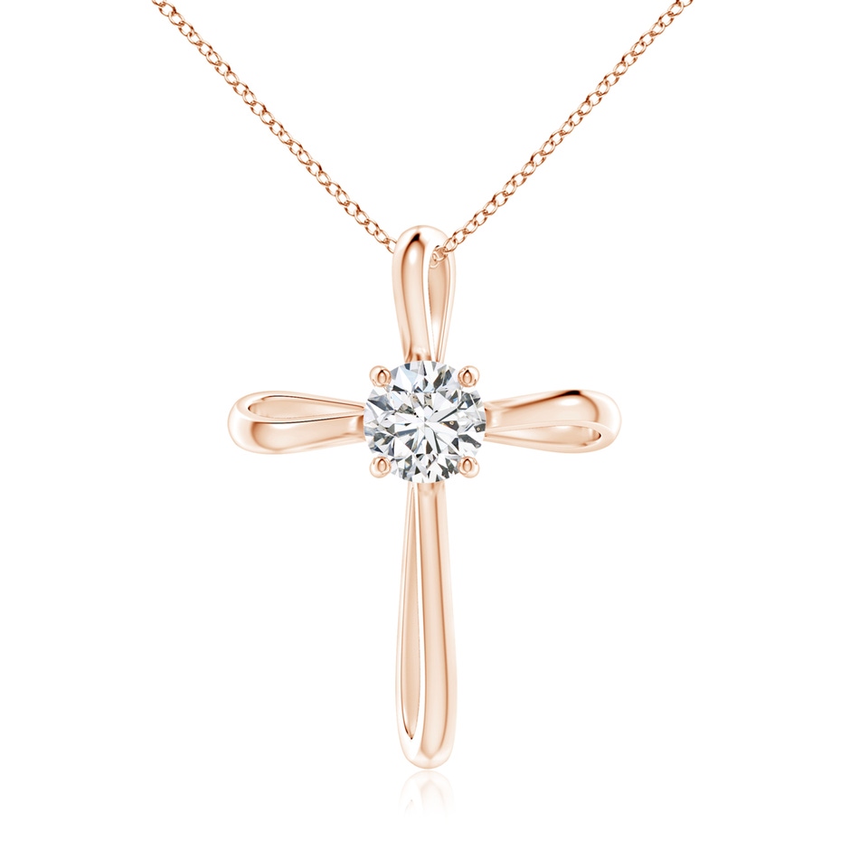 6.4mm HSI2 Twisted Cross Pendant with Diamond in Rose Gold 