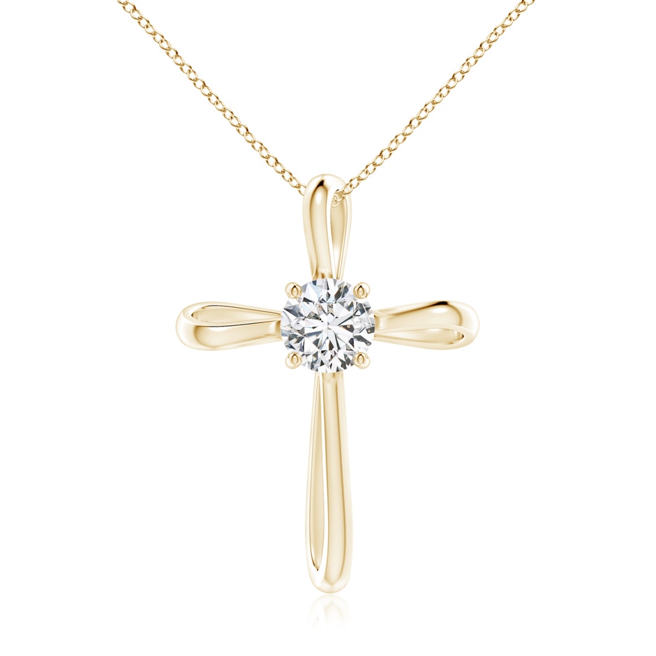 6.4mm HSI2 Twisted Cross Pendant with Diamond in Yellow Gold 