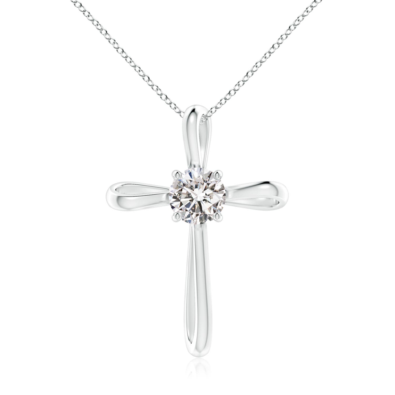 6.4mm IJI1I2 Prong-Set Round Diamond Ribbon Twist Cross Pendant in P950 Platinum