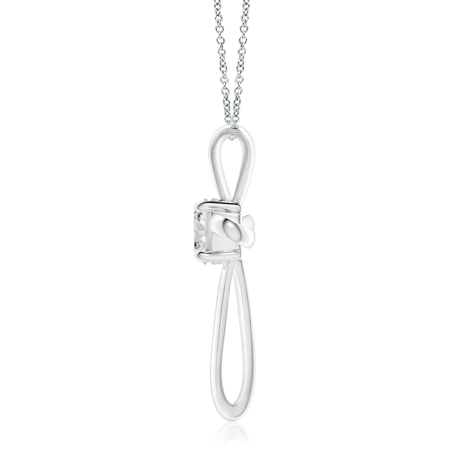 6.4mm IJI1I2 Prong-Set Round Diamond Ribbon Twist Cross Pendant in P950 Platinum