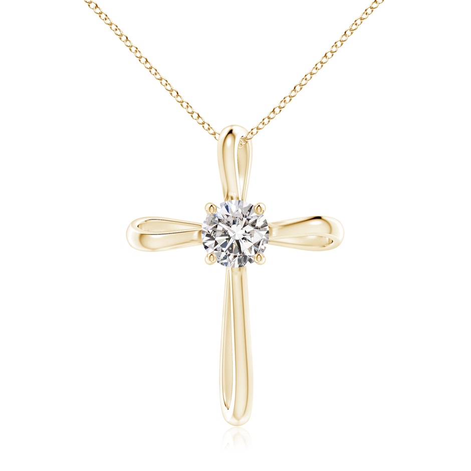 6.4mm IJI1I2 Twisted Cross Pendant with Diamond in Yellow Gold 