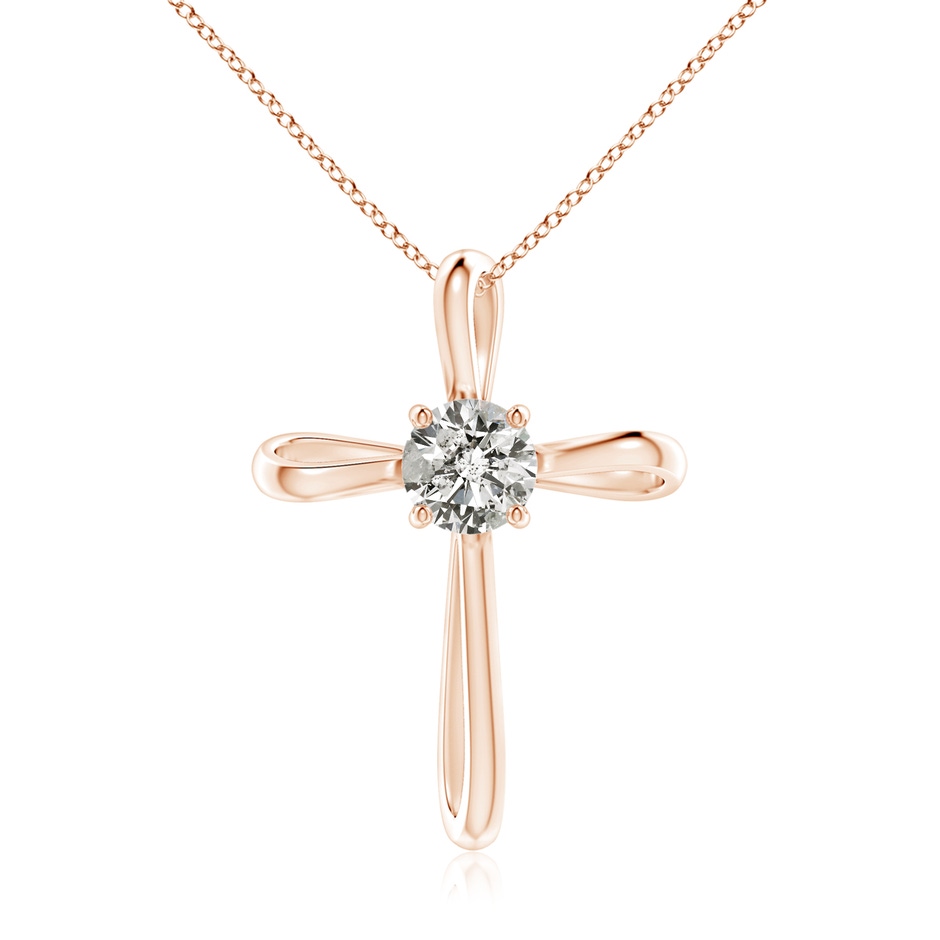 6.4mm KI3 Twisted Cross Pendant with Diamond in Rose Gold 