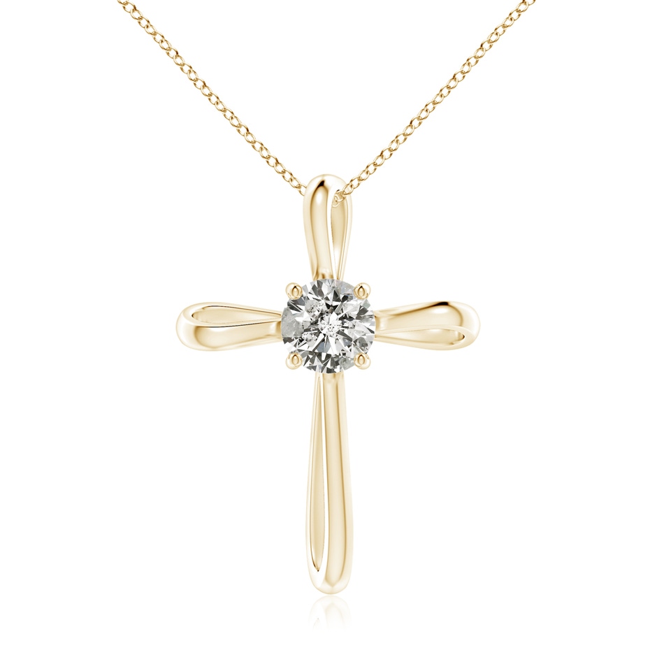 6.4mm KI3 Twisted Cross Pendant with Diamond in Yellow Gold 