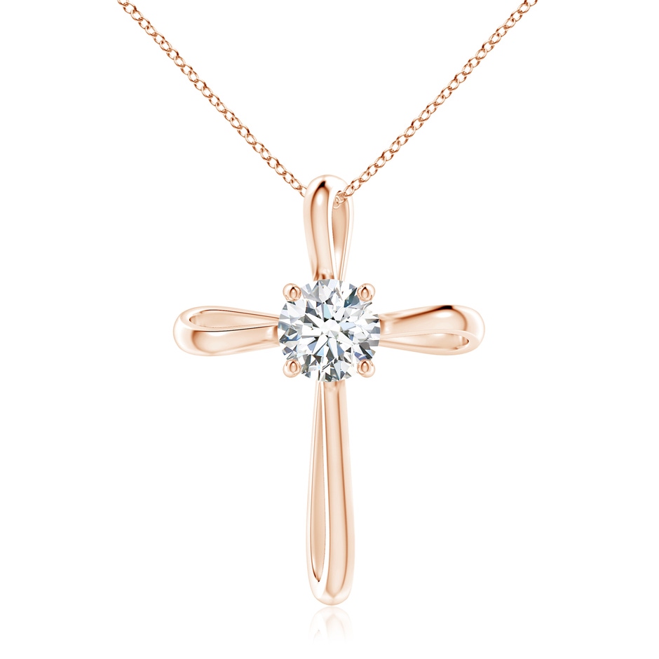 7.4mm GVS2 Twisted Cross Pendant with Diamond in Rose Gold 