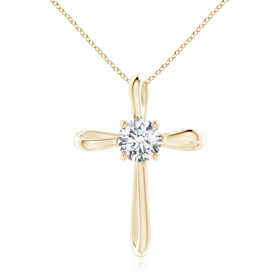 7.4mm GVS2 Twisted Cross Pendant with Diamond in Yellow Gold 