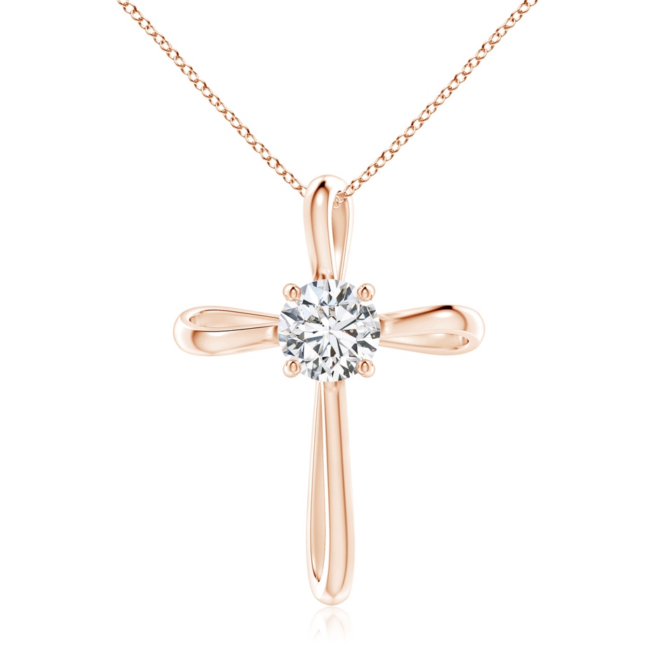 7.4mm HSI2 Twisted Cross Pendant with Diamond in 18K Rose Gold 