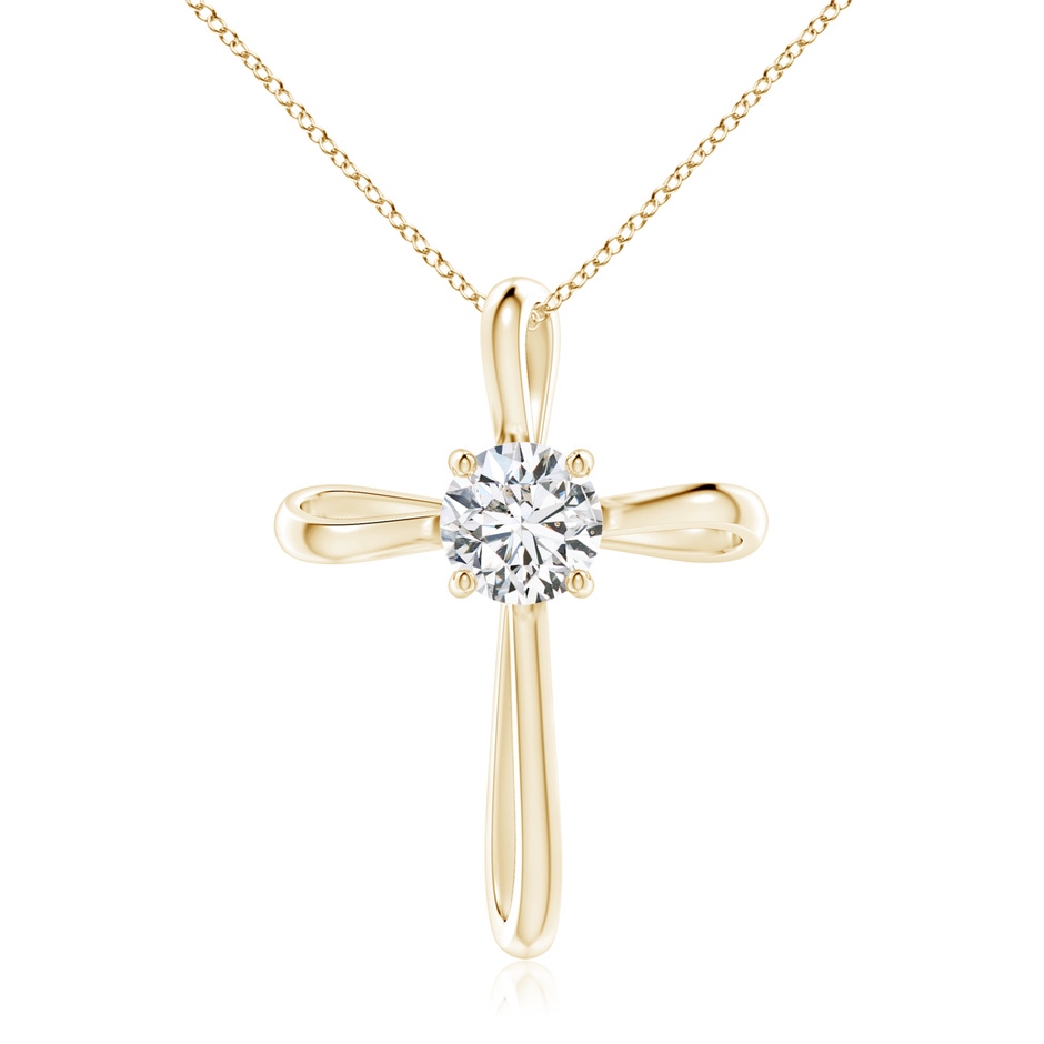 7.4mm HSI2 Twisted Cross Pendant with Diamond in Yellow Gold 