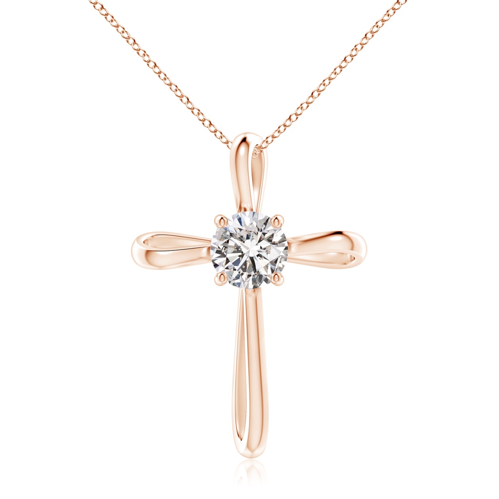 7.4mm IJI1I2 Twisted Cross Pendant with Diamond in Rose Gold 