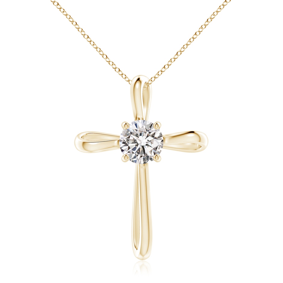 7.4mm IJI1I2 Twisted Cross Pendant with Diamond in Yellow Gold 