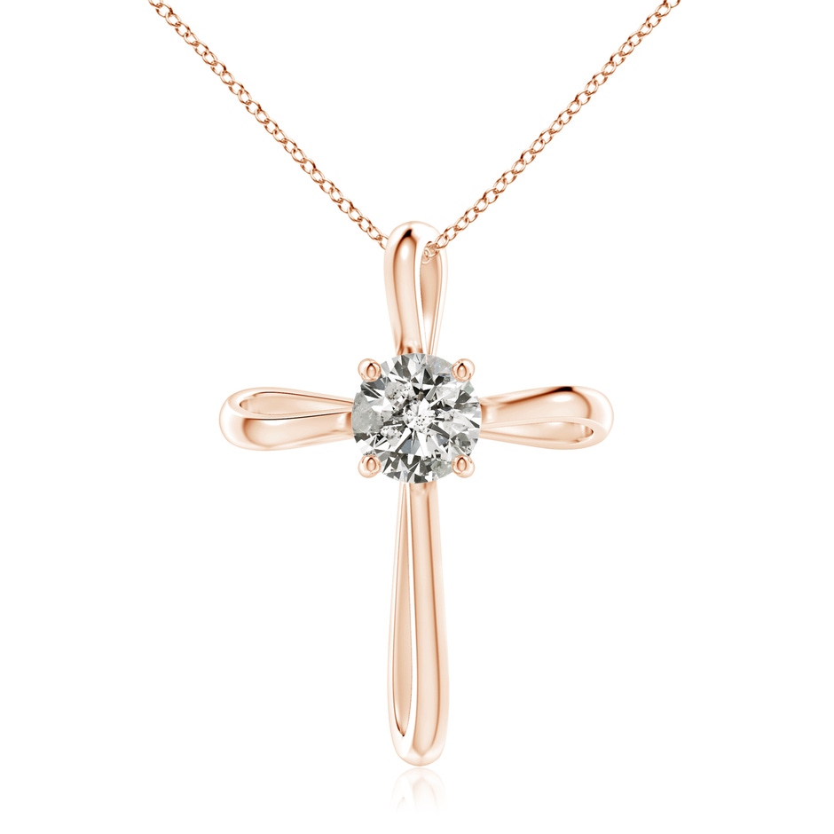 7.4mm KI3 Twisted Cross Pendant with Diamond in Rose Gold 