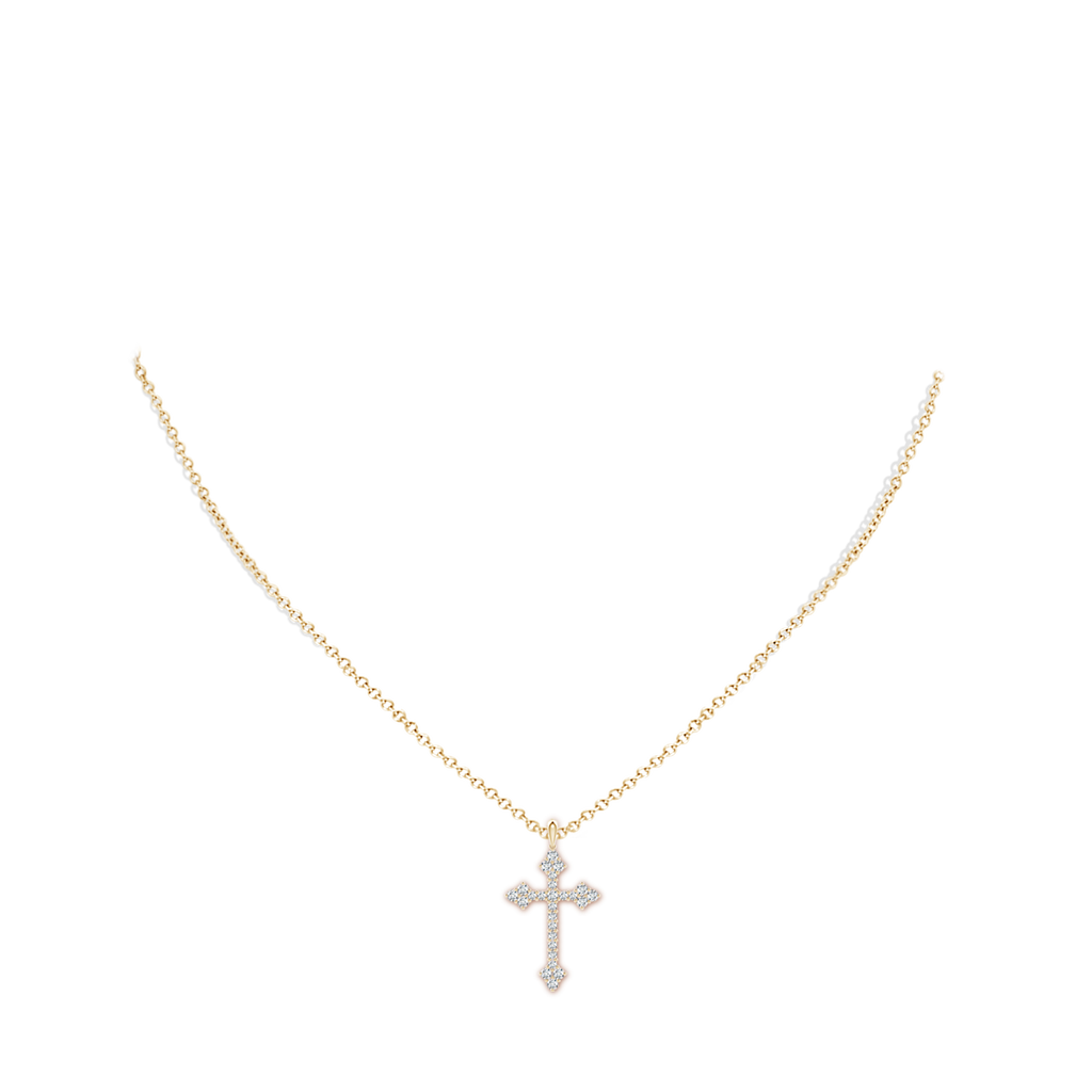 1.85mm GVS2 Diamond Budded Cross Pendant in Yellow Gold pen