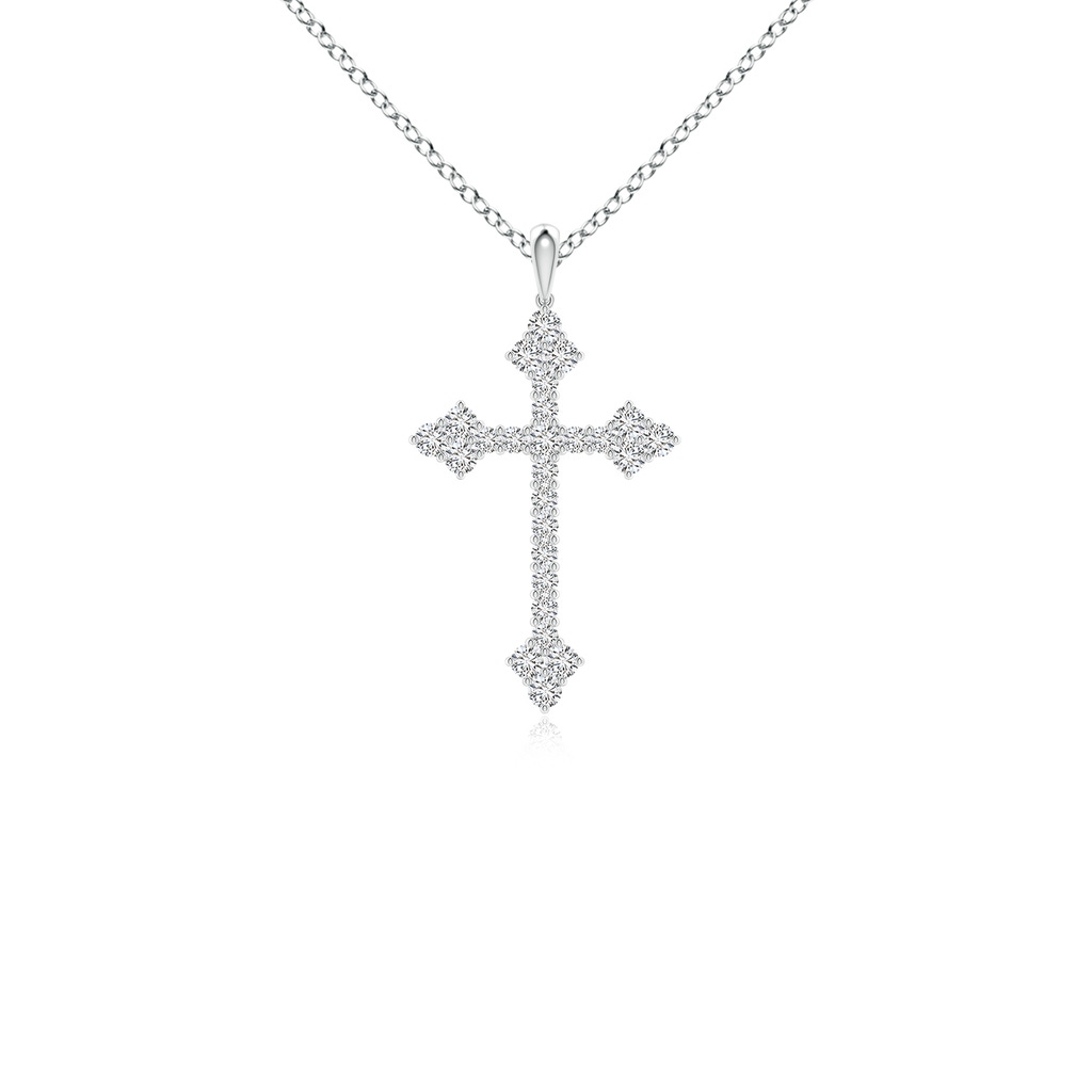 1.85mm HSI2 Diamond Budded Cross Pendant in White Gold 