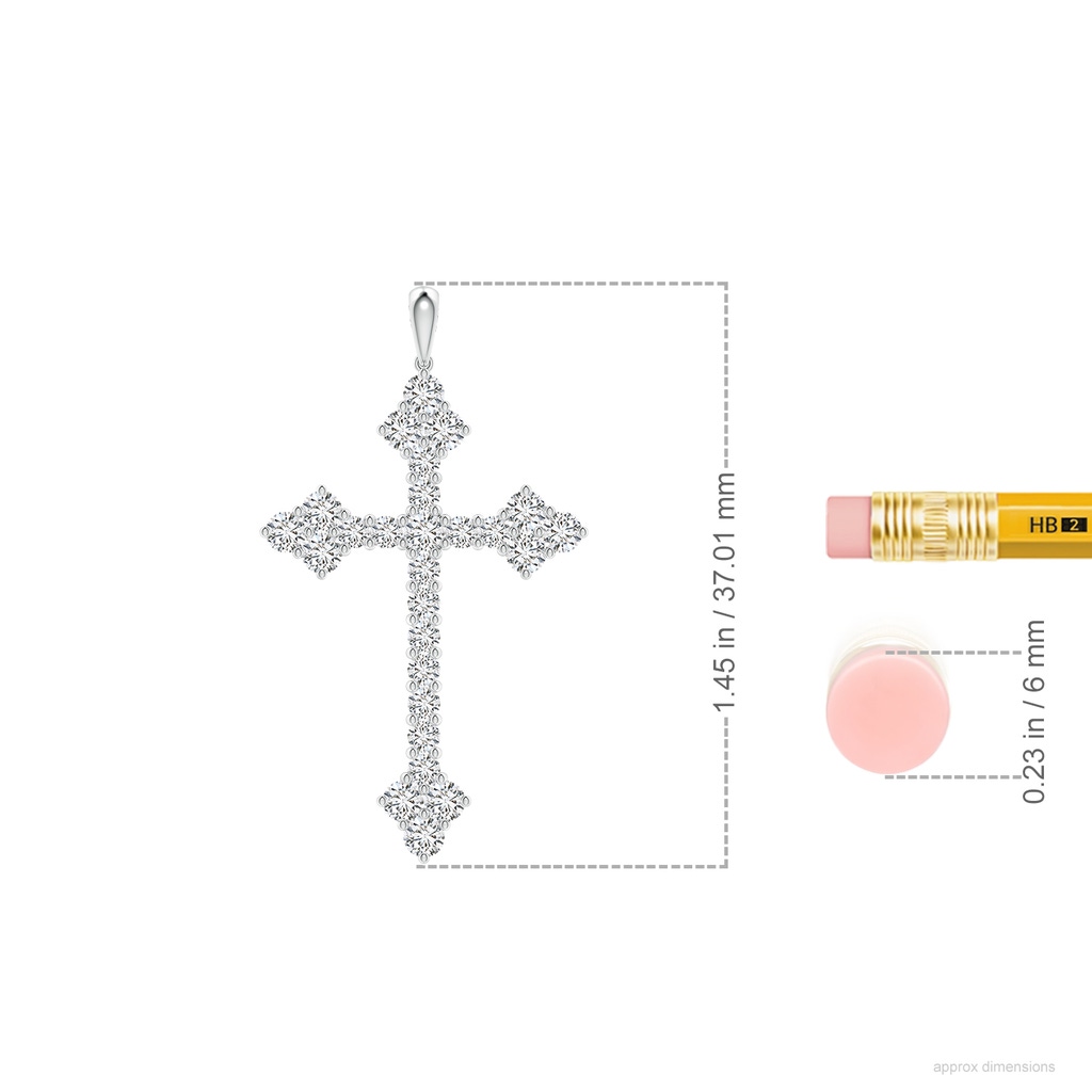 2.3mm HSI2 Diamond Budded Cross Pendant in White Gold ruler