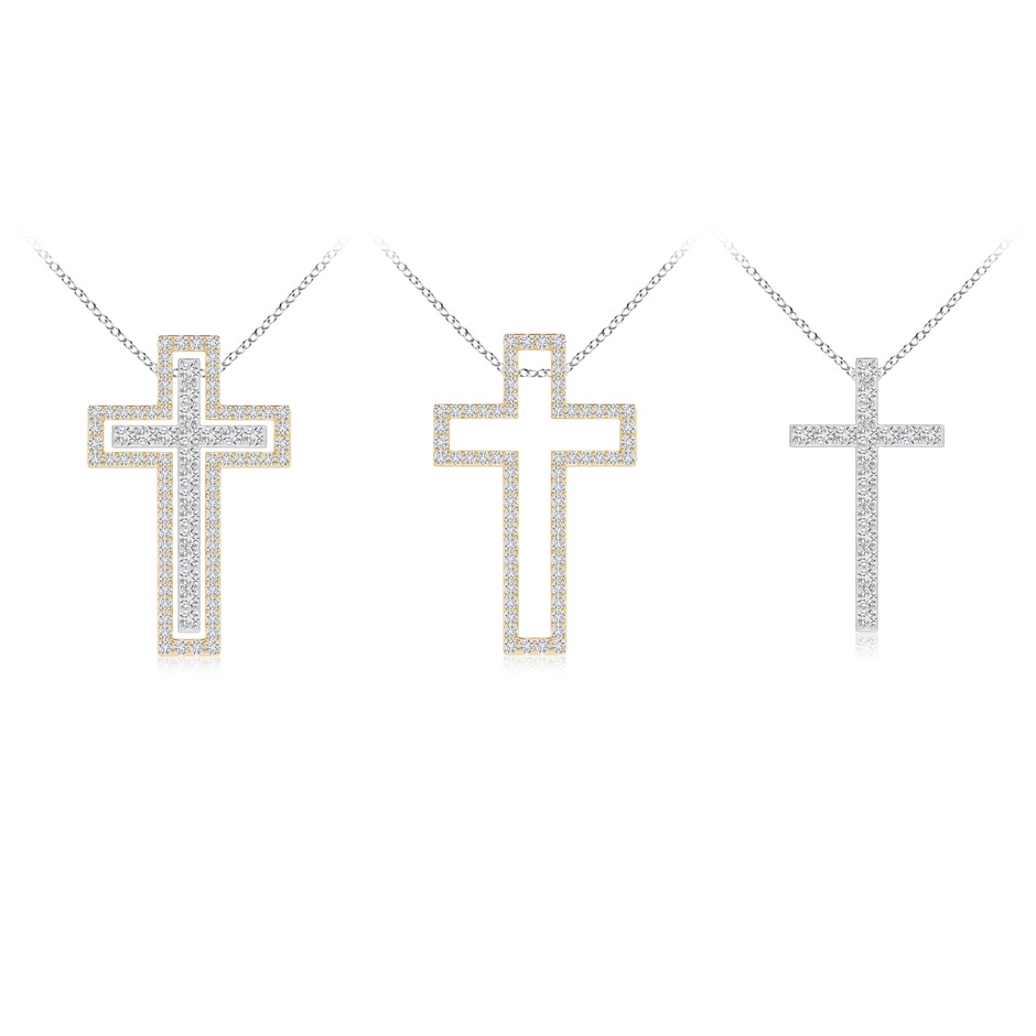 1.4mm HSI2 Diamond Three-Way Cross Pendant in Yellow Gold White Gold 