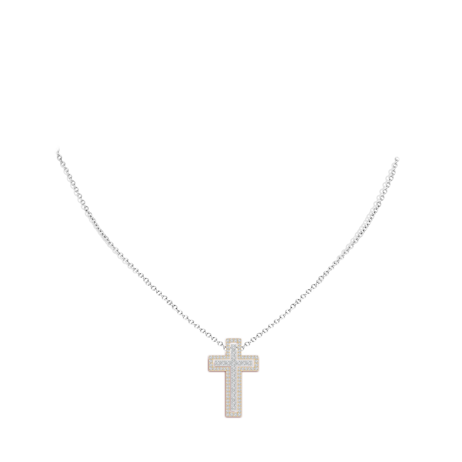 1.4mm HSI2 Diamond Three-Way Cross Pendant in Yellow Gold White Gold body-neck