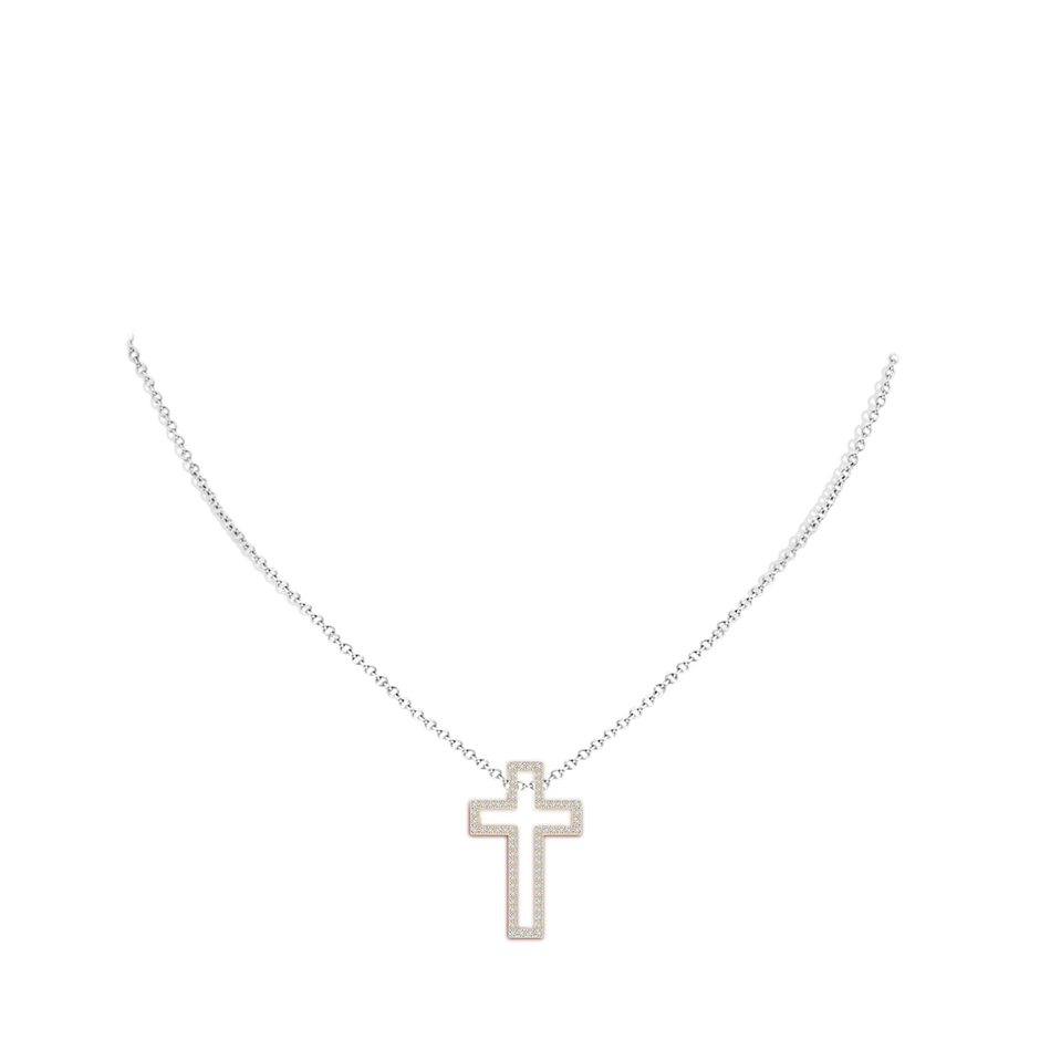 1.4mm HSI2 Diamond Three-Way Cross Pendant in Yellow Gold White Gold body-neck