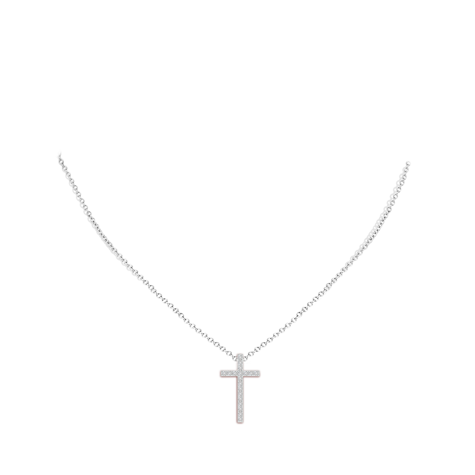 1.4mm HSI2 Diamond Three-Way Cross Pendant in Yellow Gold White Gold body-neck