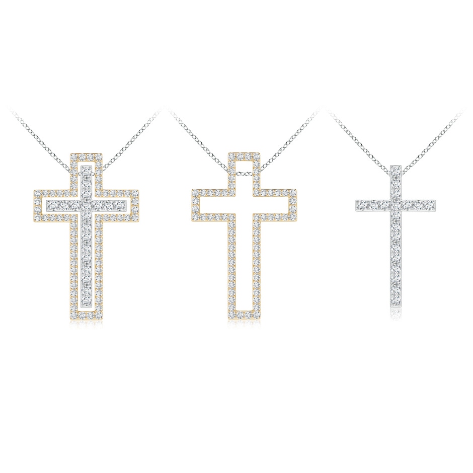 1.6mm GVS2 Diamond Three-Way Cross Pendant in Yellow Gold White Gold 