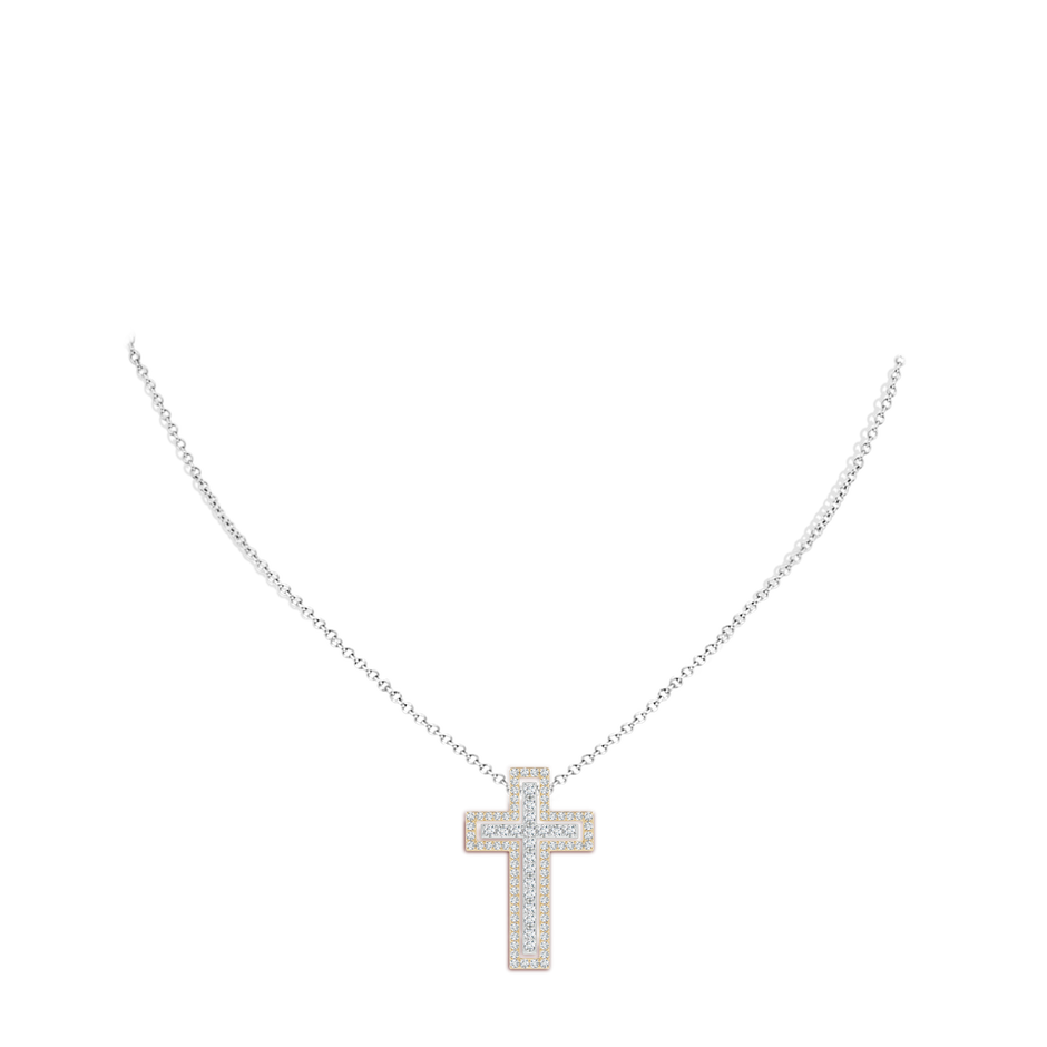 1.6mm GVS2 Diamond Three-Way Cross Pendant in Yellow Gold White Gold body-neck