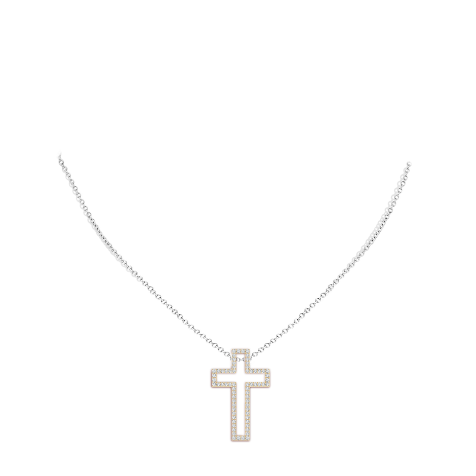 1.6mm GVS2 Diamond Three-Way Cross Pendant in Yellow Gold White Gold body-neck