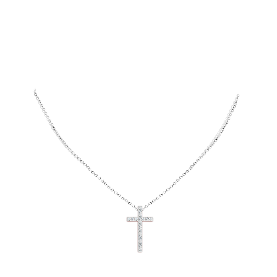 1.6mm GVS2 Diamond Three-Way Cross Pendant in Yellow Gold White Gold body-neck