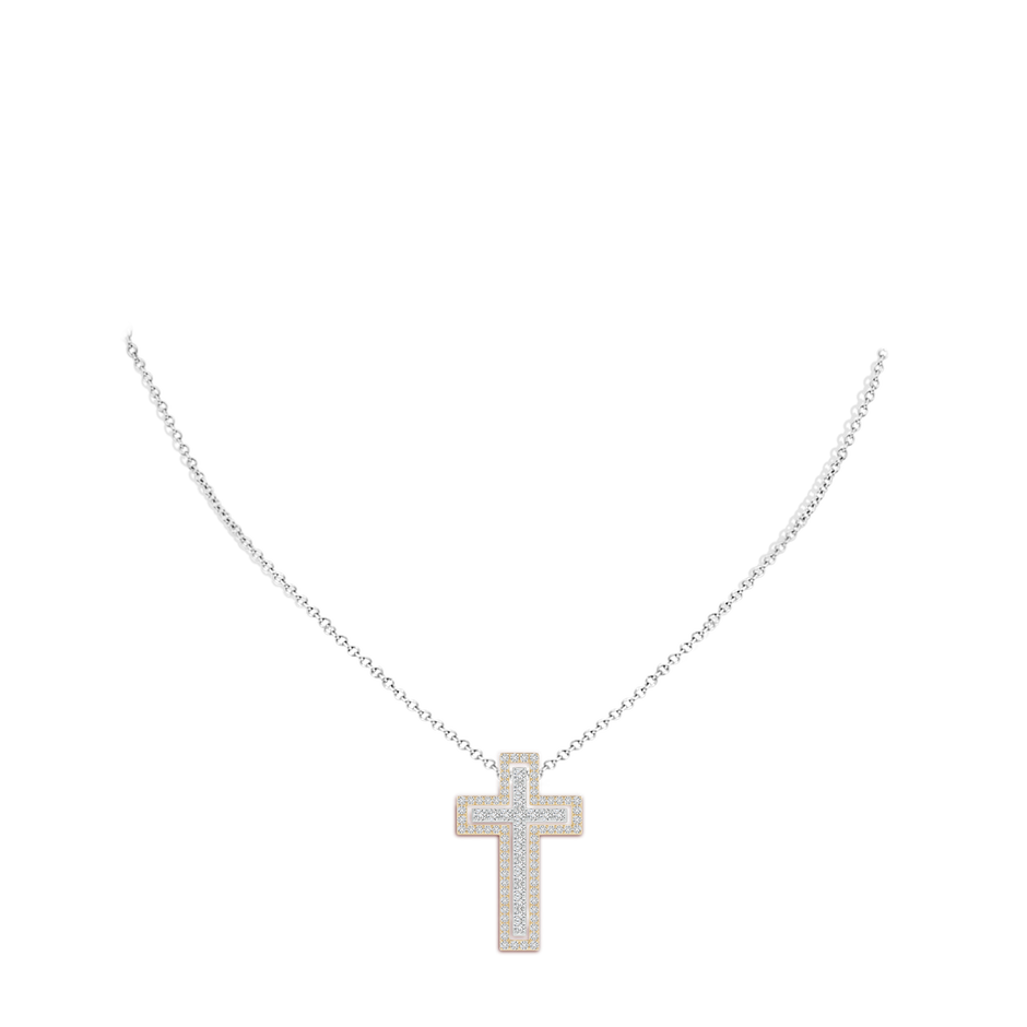 1.6mm HSI2 Diamond Three-Way Cross Pendant in Yellow Gold White Gold body-neck