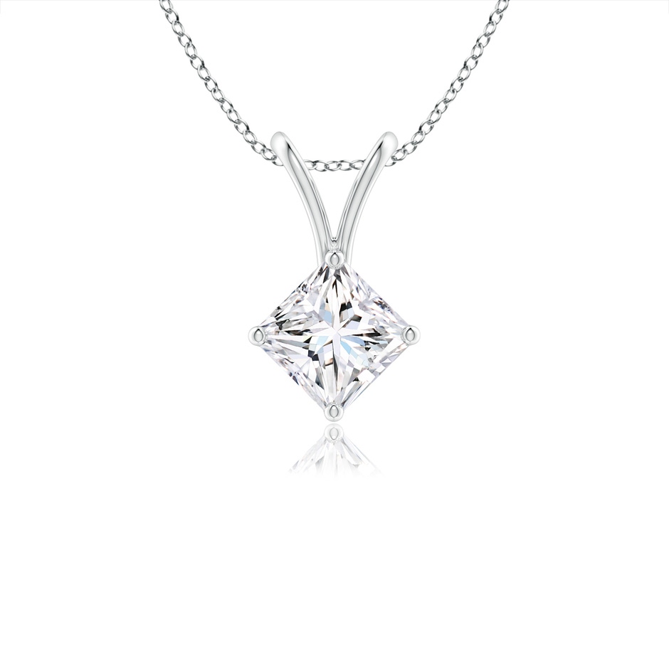 3.5mm GVS2 Prong-Set Princess-Cut Diamond Solitaire V-Bale Pendant in P950 Platinum 
