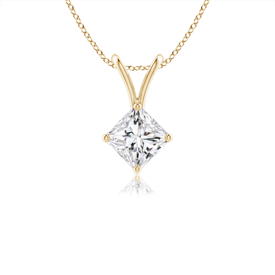 3.5mm HSI2 Prong-Set Princess-Cut Diamond Solitaire V-Bale Pendant in 18K Yellow Gold 