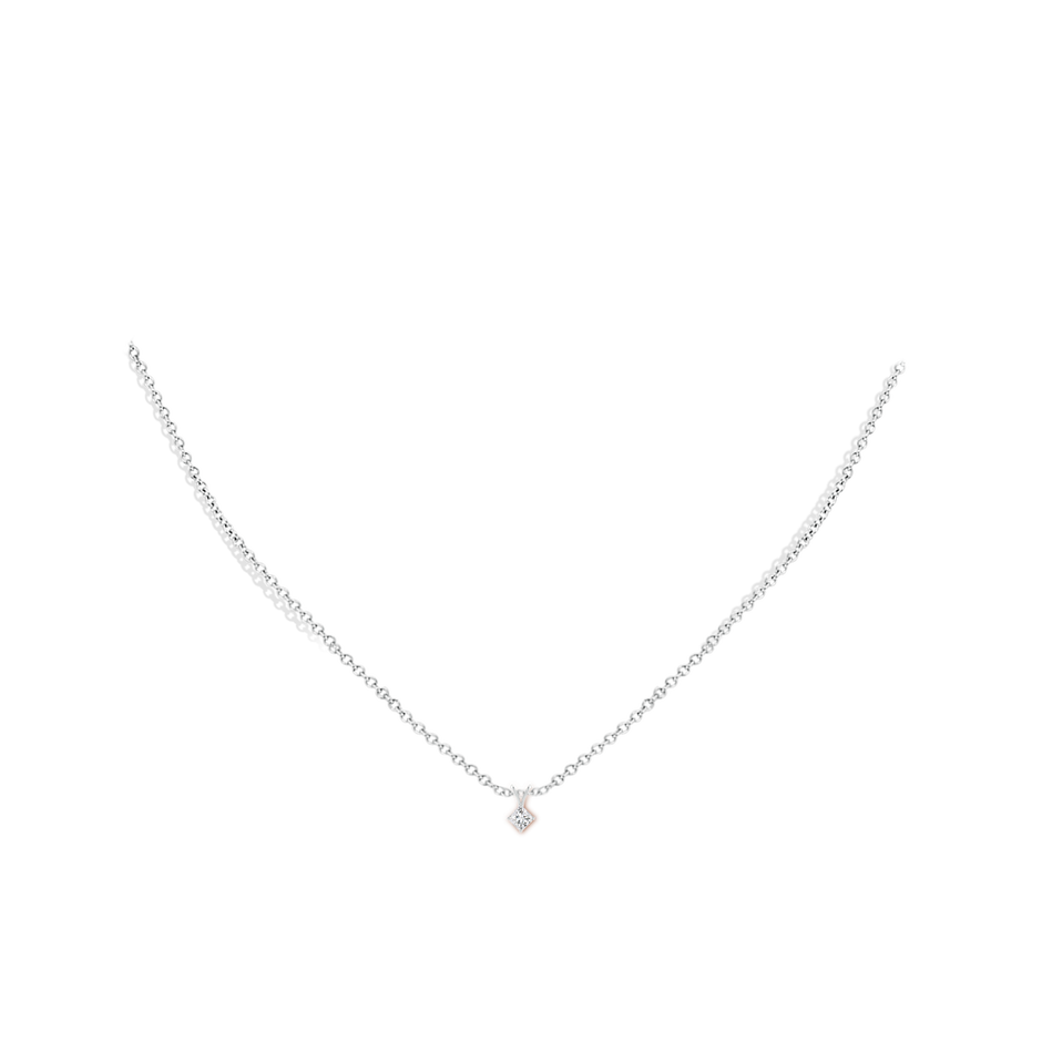 3.5mm HSI2 Prong-Set Princess-Cut Diamond Solitaire V-Bale Pendant in White Gold pen