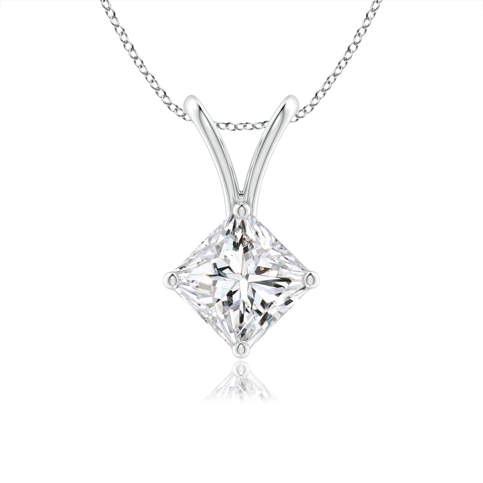 4.4mm HSI2 Prong-Set Princess-Cut Diamond Solitaire V-Bale Pendant in White Gold 