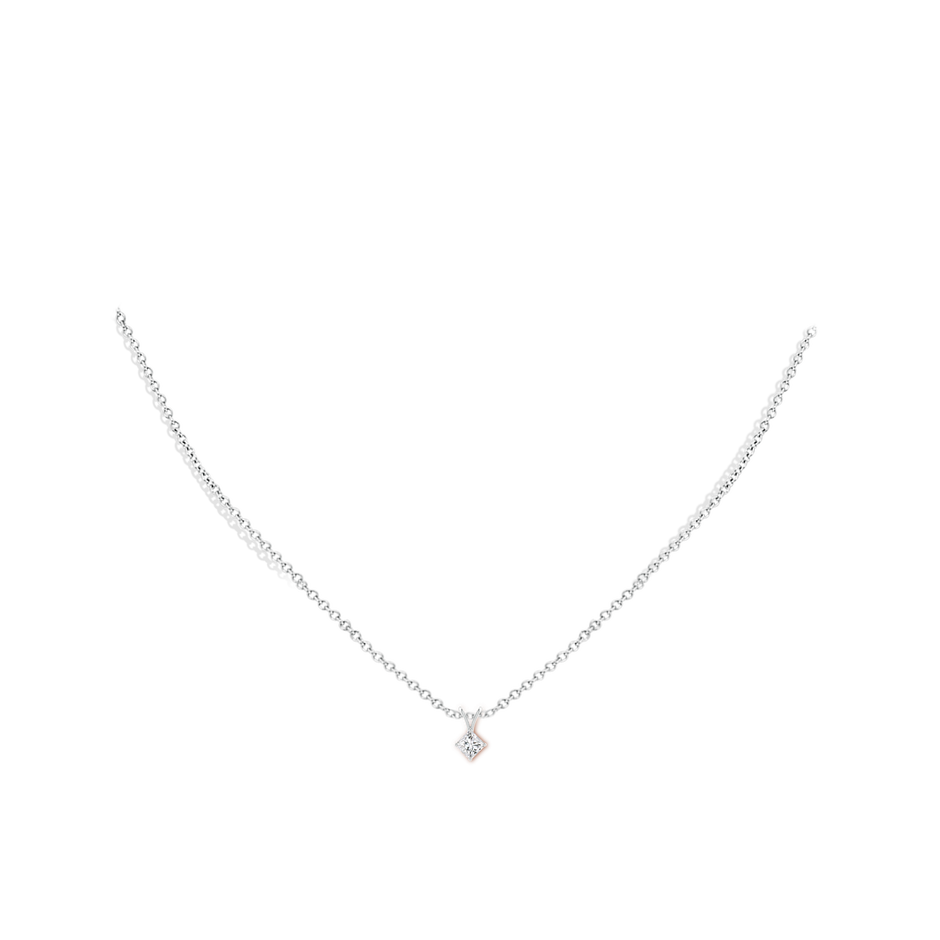 4.4mm HSI2 Prong-Set Princess-Cut Diamond Solitaire V-Bale Pendant in White Gold pen