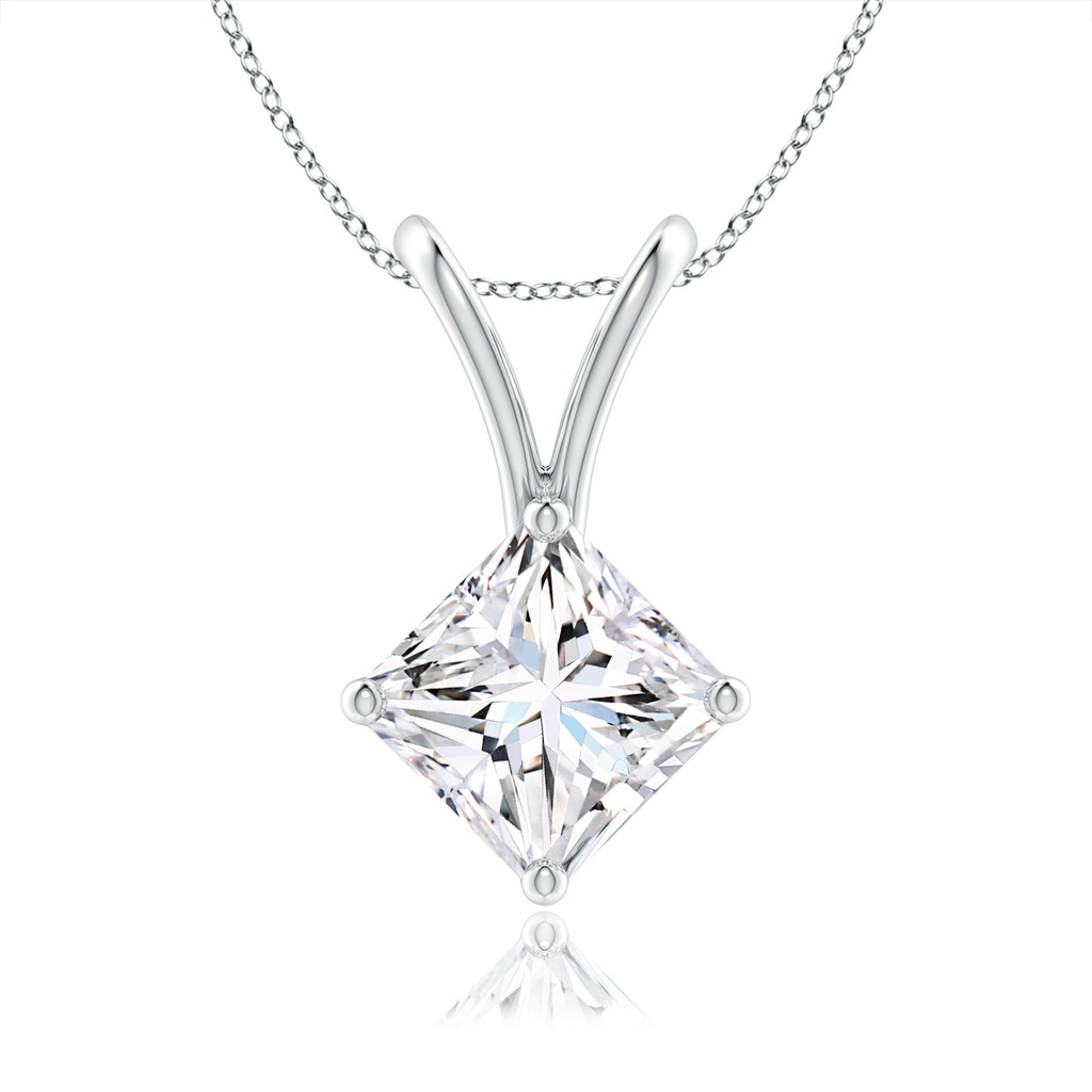 5.1mm GVS2 Prong-Set Princess-Cut Diamond Solitaire V-Bale Pendant in P950 Platinum