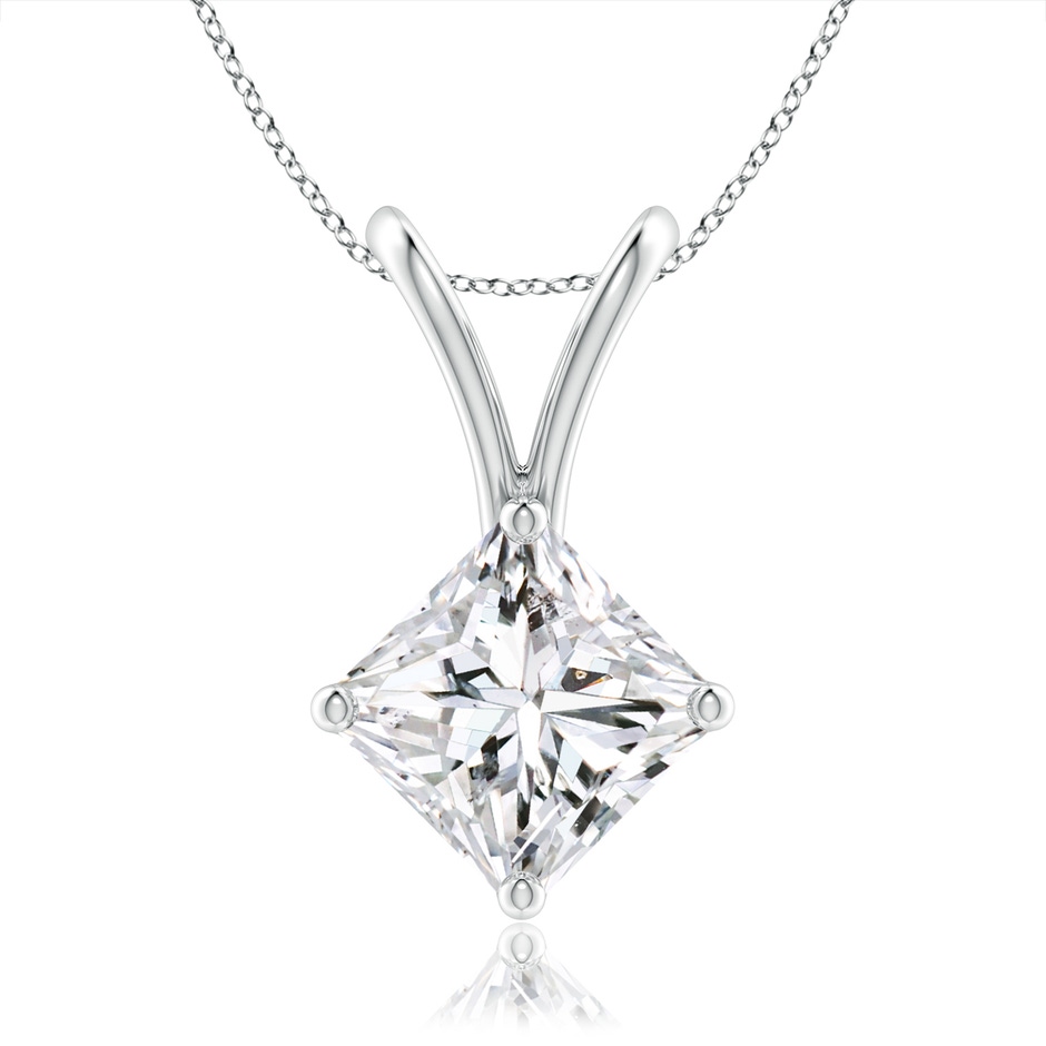 5.5mm HSI2 Prong-Set Princess-Cut Diamond Solitaire V-Bale Pendant in White Gold 
