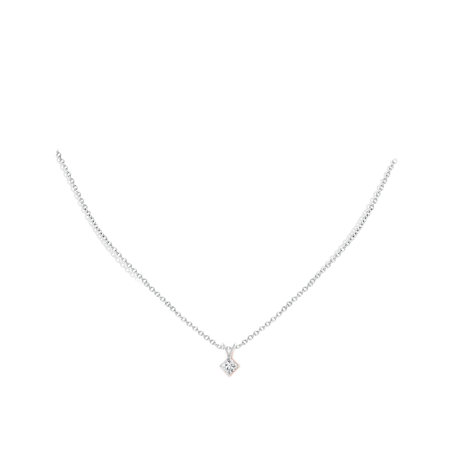 5.5mm HSI2 Prong-Set Princess-Cut Diamond Solitaire V-Bale Pendant in White Gold pen