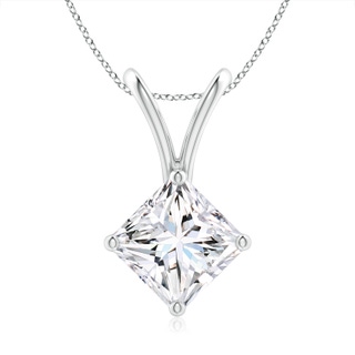 6.8mm GVS2 Prong-Set Princess-Cut Diamond Solitaire V-Bale Pendant in P950 Platinum