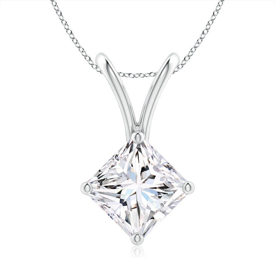6.8mm GVS2 Prong-Set Princess-Cut Diamond Solitaire V-Bale Pendant in P950 Platinum 