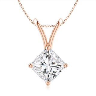 6.8mm HSI2 Prong-Set Princess-Cut Diamond Solitaire V-Bale Pendant in 10K Rose Gold