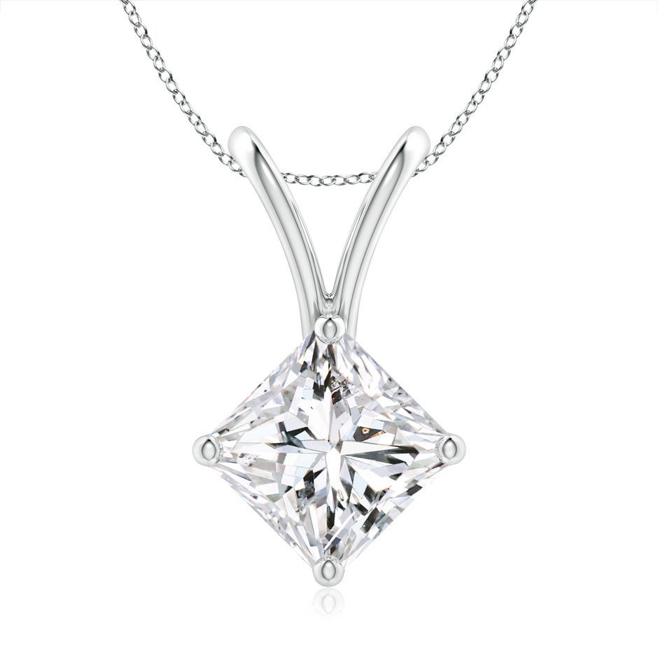 6.8mm HSI2 Prong-Set Princess-Cut Diamond Solitaire V-Bale Pendant in P950 Platinum 