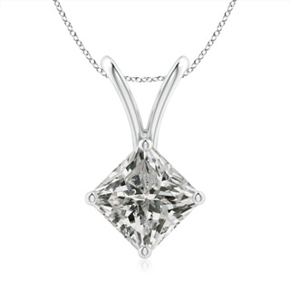 6.8mm KI3 Prong-Set Princess-Cut Diamond Solitaire V-Bale Pendant in P950 Platinum