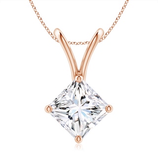 7.9mm GVS2 Prong-Set Princess-Cut Diamond Solitaire V-Bale Pendant in 10K Rose Gold