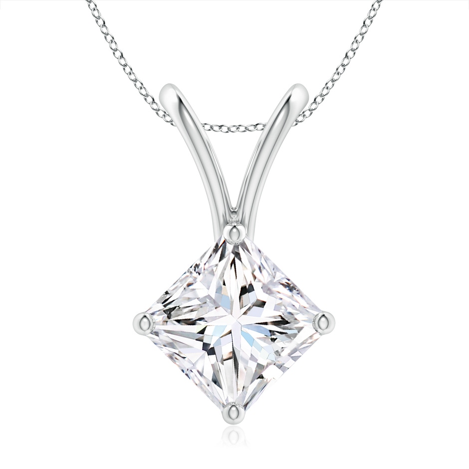 7.9mm GVS2 Prong-Set Princess-Cut Diamond Solitaire V-Bale Pendant in P950 Platinum 