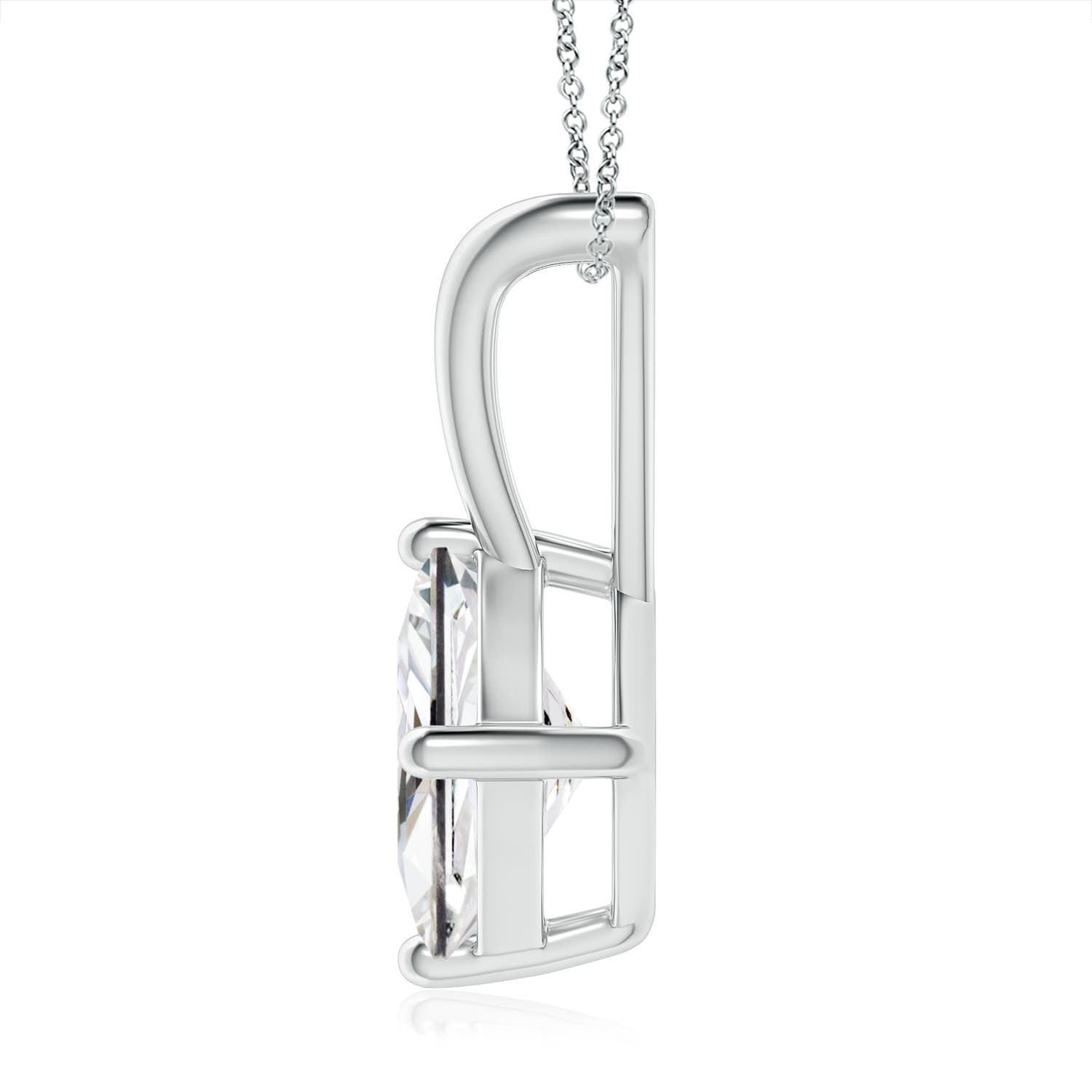 7.9mm HSI2 Prong-Set Princess-Cut Diamond Solitaire V-Bale Pendant in P950 Platinum