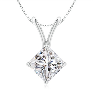 7.9mm IJI1I2 Prong-Set Princess-Cut Diamond Solitaire V-Bale Pendant in P950 Platinum