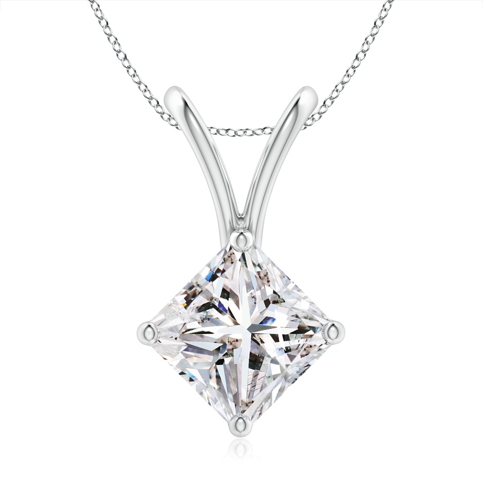 7.9mm IJI1I2 Prong-Set Princess-Cut Diamond Solitaire V-Bale Pendant in P950 Platinum 