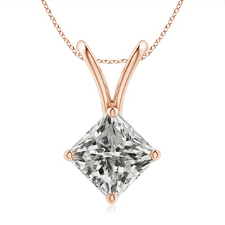 7.9mm KI3 Prong-Set Princess-Cut Diamond Solitaire V-Bale Pendant in 9K Rose Gold