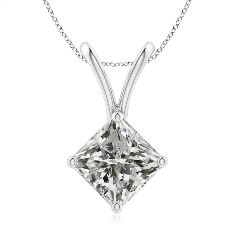 7.9mm KI3 Prong-Set Princess-Cut Diamond Solitaire V-Bale Pendant in P950 Platinum 