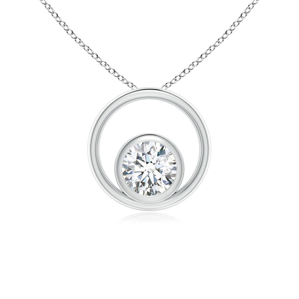 4.1mm GVS2 Bezel-Set Diamond Solitaire Open Circle Pendant in P950 Platinum