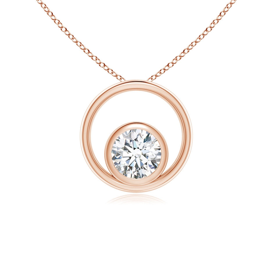 4.1mm GVS2 Bezel-Set Diamond Solitaire Open Circle Pendant in Rose Gold 
