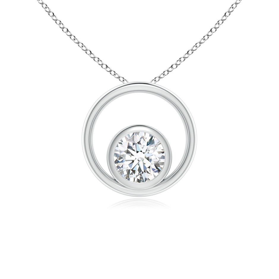 4.1mm GVS2 Bezel-Set Diamond Solitaire Open Circle Pendant in White Gold 