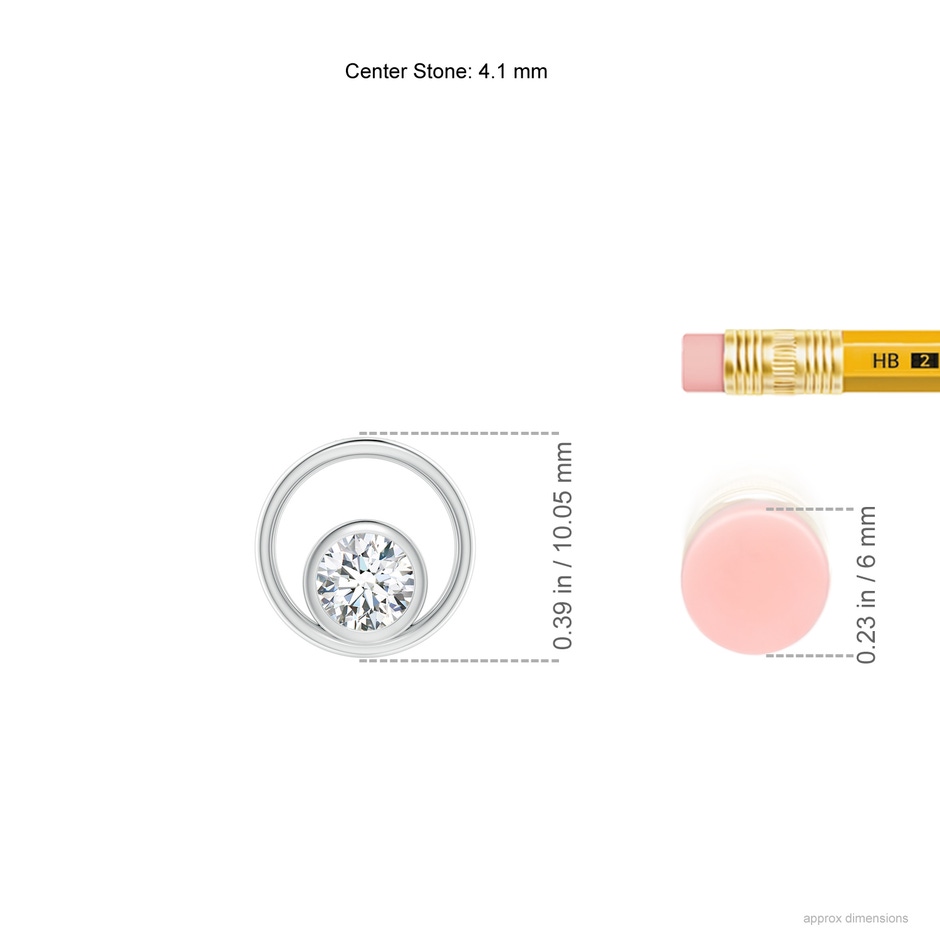 4.1mm GVS2 Bezel-Set Diamond Solitaire Open Circle Pendant in White Gold ruler